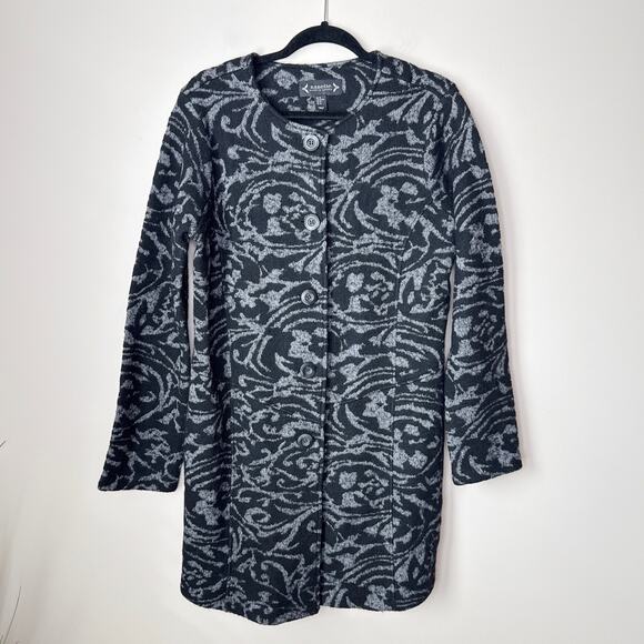 NEW Nanette Lepore Jacquard Button‎ Front Cardigan Sweater Coat XL Wool Blend - Picture 1 of 7